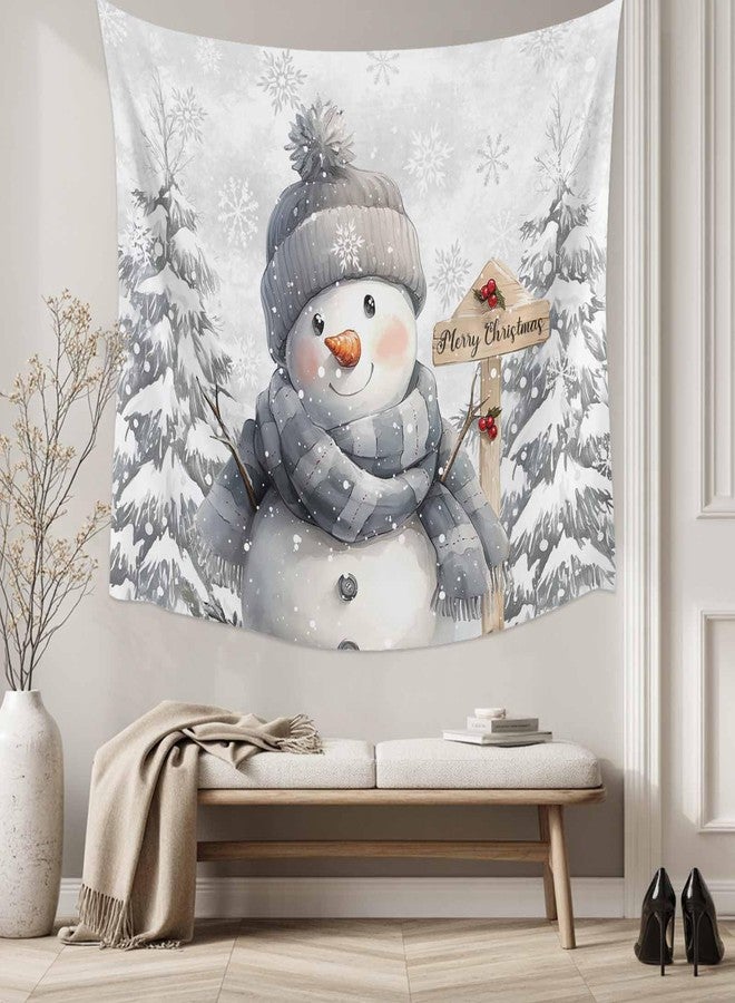 LooPoP Christmas Tapestry Wall Hanging Christmas Snowman Tapestries Aesthetic Snowflake Snowy Scenery Tapestry for Bedroom Living Room College Dorm Xmas Art Wall Decor Decorative Backdrop 50x60 Inch - Image 4